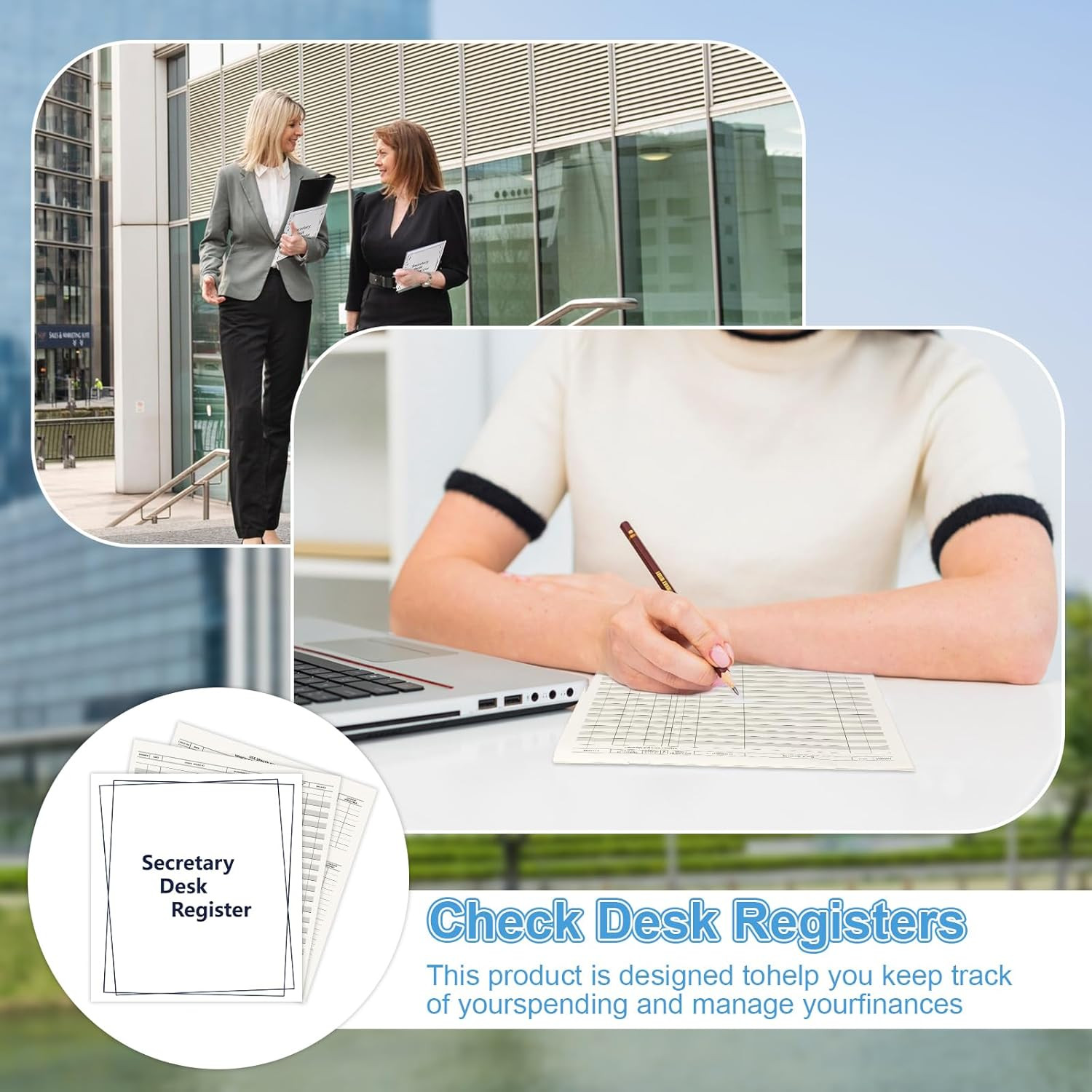 10 Pack Check Desk Registers 8.5 x 9.25 Inch Large Checkbook Register Secretary