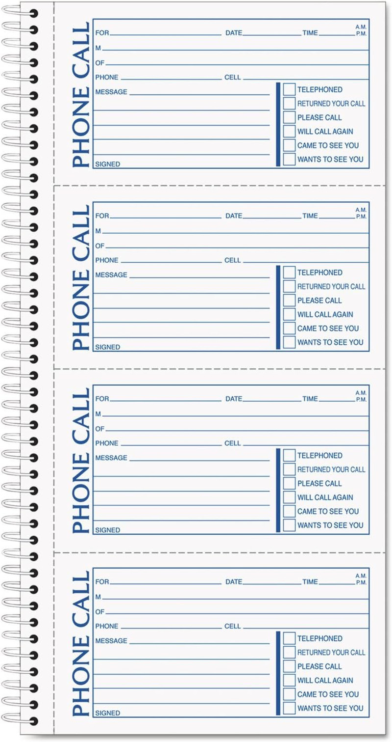 Phone Message Forms Book, Carbonless Duplicate, 2.75 X 5 Inches, 400 Sets per…