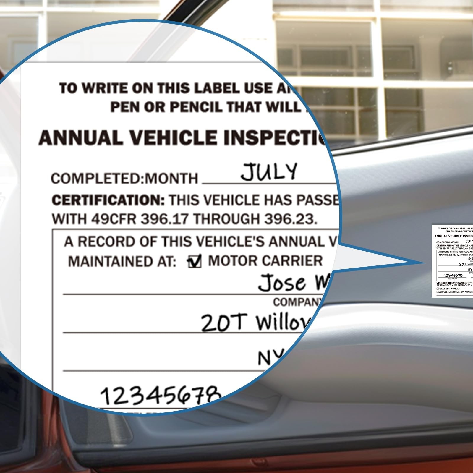 30Pack DOT Annual Vehicle Inspection Forms and Label,30-Pk 3-Ply Annual Vehic…