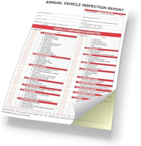 Annual Vehicle Inspection Report Form 25-pk 3-Ply Carbonless, 8.5″ x 11.75″ +…