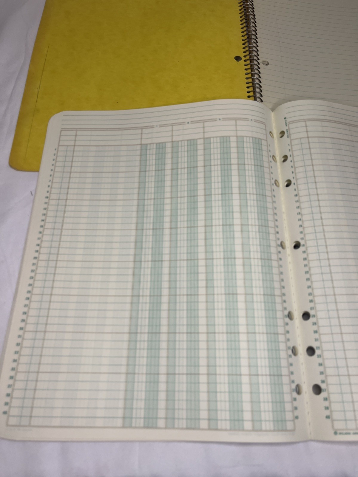 Wilson Jones G7504 Column Write Columnar Pad Green 50 Sheets and Yellow notebook