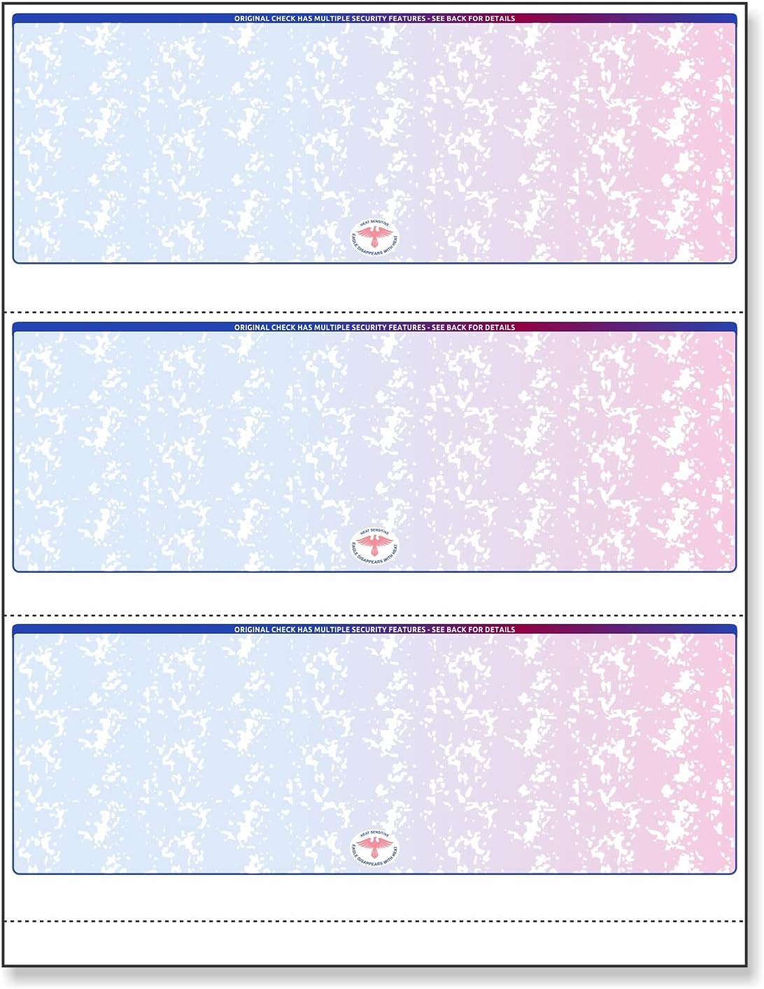 Premium Blank Check Stock – 8.5×11″, 500 Sheets, Red-Blue Prismatic