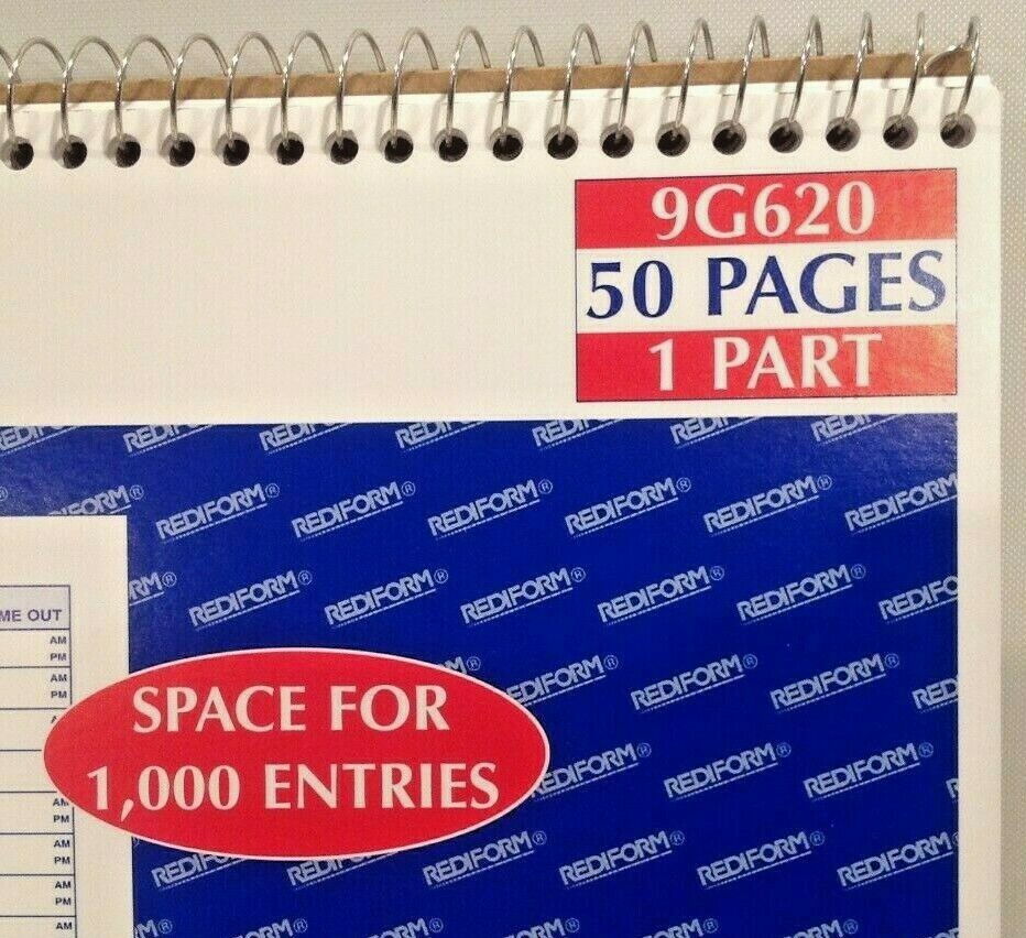 Rediform Visitors Log Book 50 Pages 1-Part Wire Bound White 11″ x 8.5″ 9G620 NEW