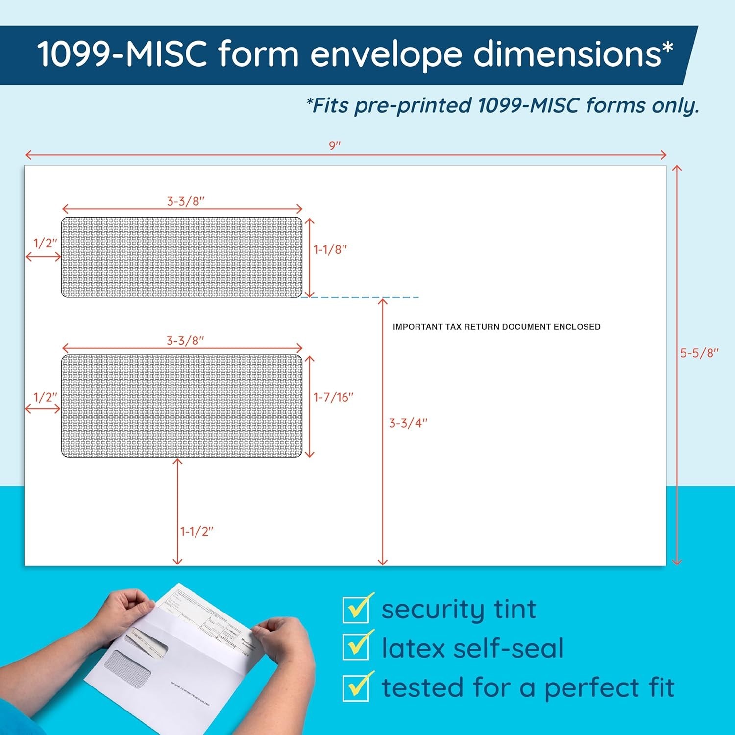 Complete 2025 1099 MISC Tax Forms Kit with Self-Seal Envelopes – 50 Included