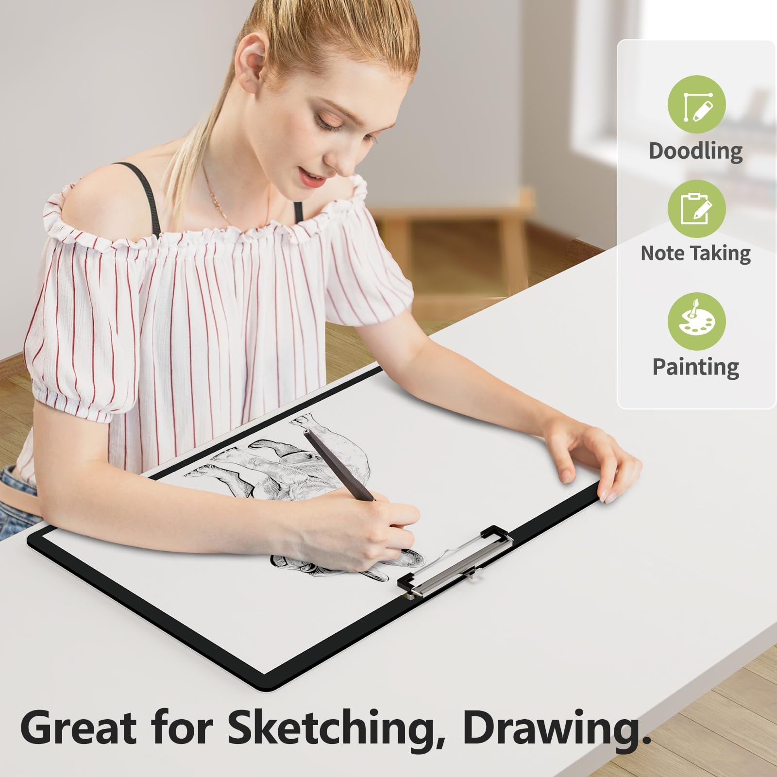 Juvealoe Extra Large Clipboard, 11 x 17 Black Plastic Drawing Board