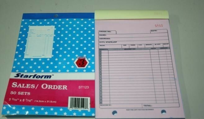350 Carbonless 3 part 59/16″x87/16″ 50*7 set Sales Order Invoice Receipt Book