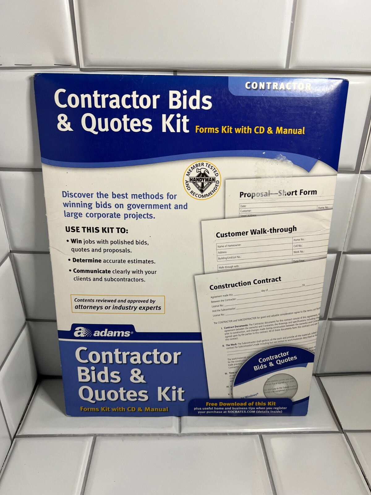 Adams Contractor Bids & Quotes Kit w/ CD & Manual – Short Form, Walk-through