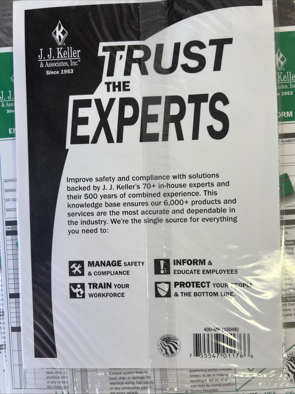 JJ Keller 15048 (400MP) Carbonless Annual Vehicle Inspection Form Label 5 Total