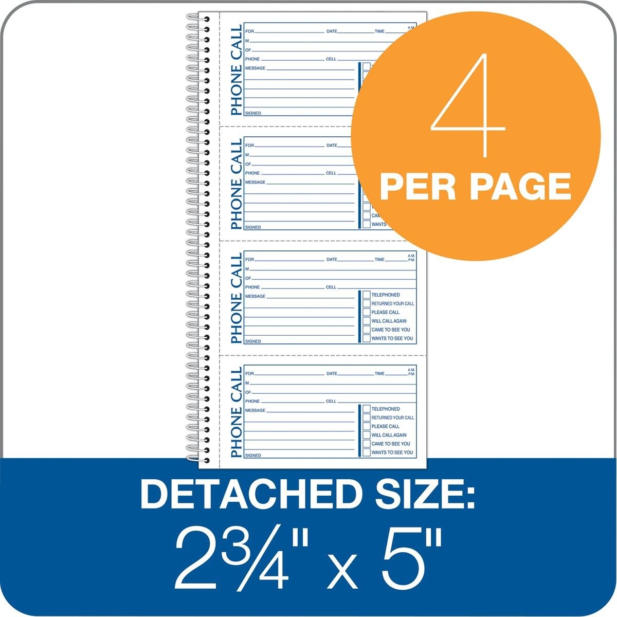 Adams Recycled Phone Message Book, 2-Part Carbonless, 4 Messages per White