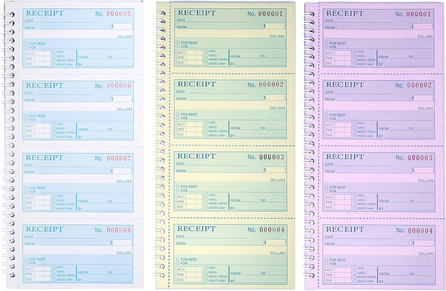 Professional Carbonless Receipt Book with Spiral Binding – 3-Part, 5.3″ x 11.22″