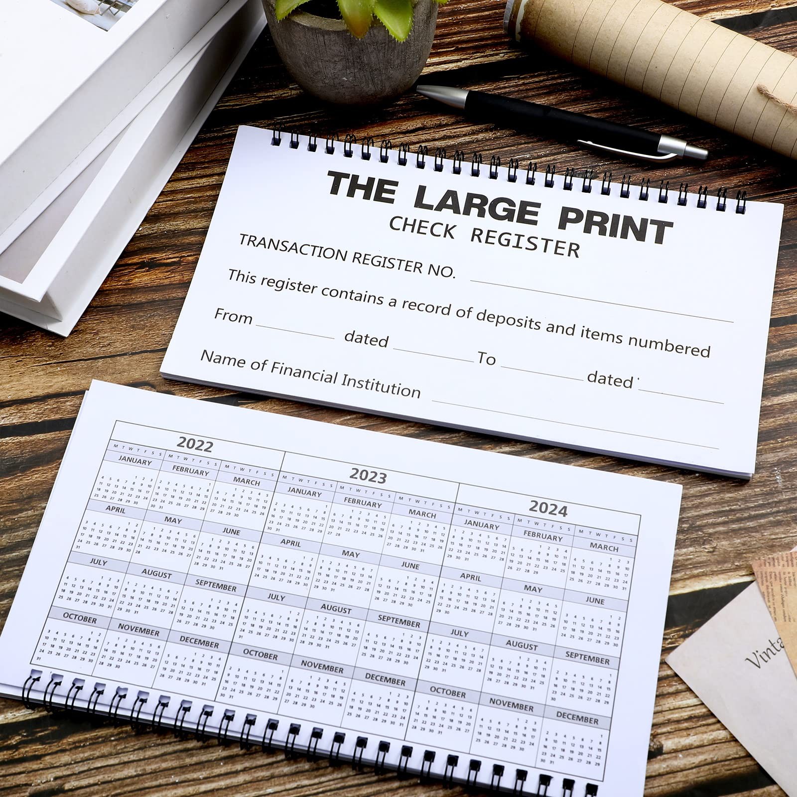 2 Set Totally 50 Sheets Check Registers for Personal Checkbook Large Print Lo…