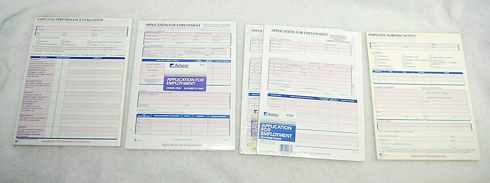 Adams The Human Resource System Asst’d Employment Pads 4 Different Styles S9735