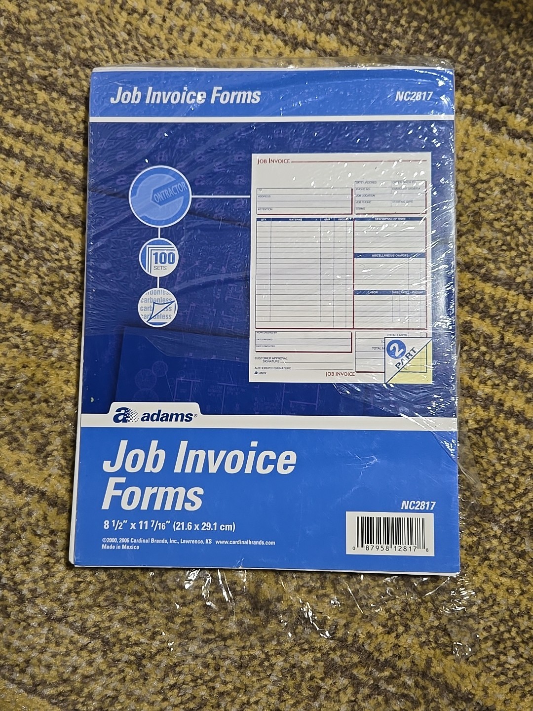 Adams Job Invoice Forms, 2-Part Carbonless, 8-1/2 x 11-7/16 inches, NC2817- Read