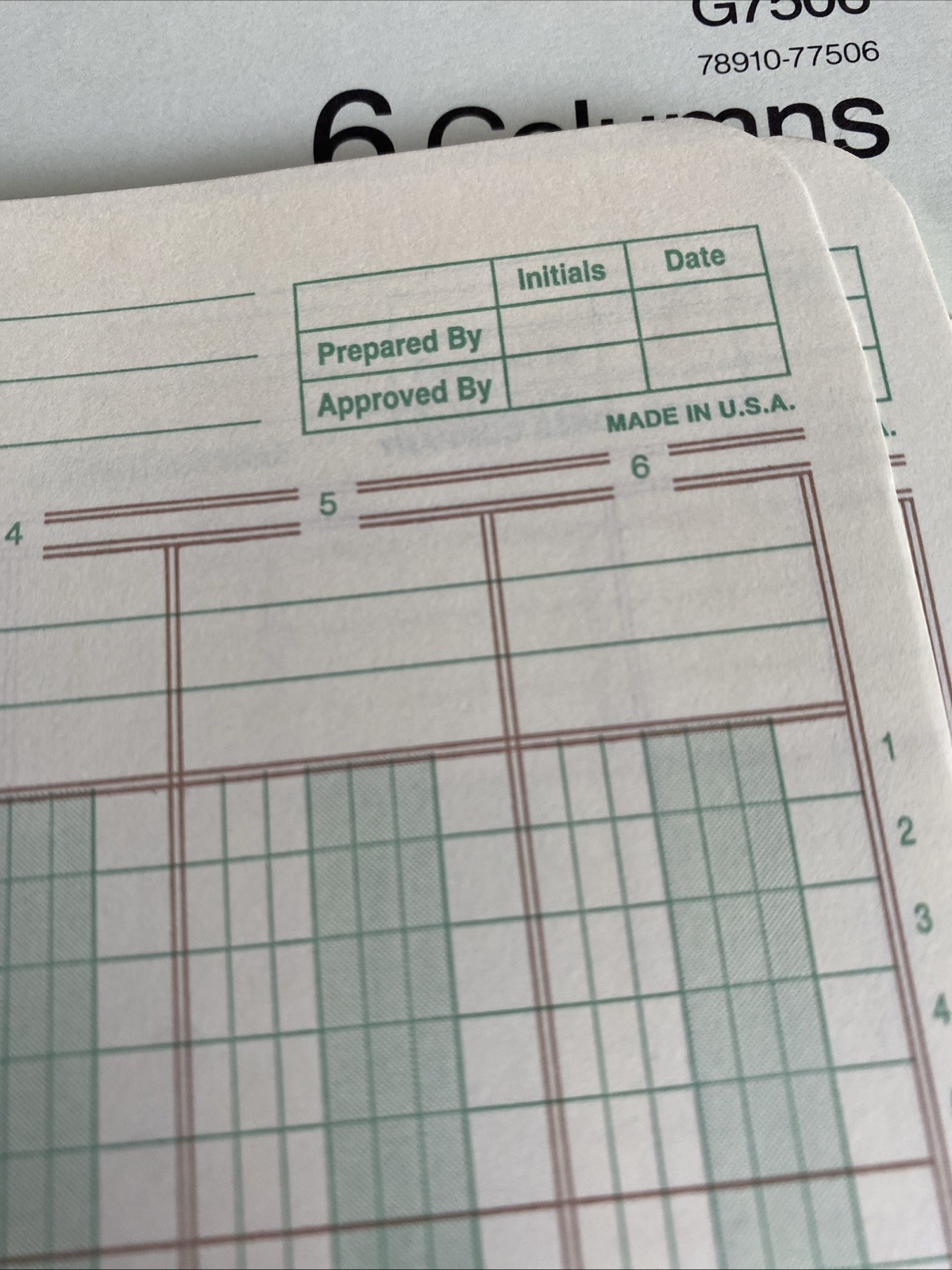 Wilson Jones Columnar Pad 50 Sheets & 6 Columns 11×8.5″ FOUR BOOKS G7506 Green
