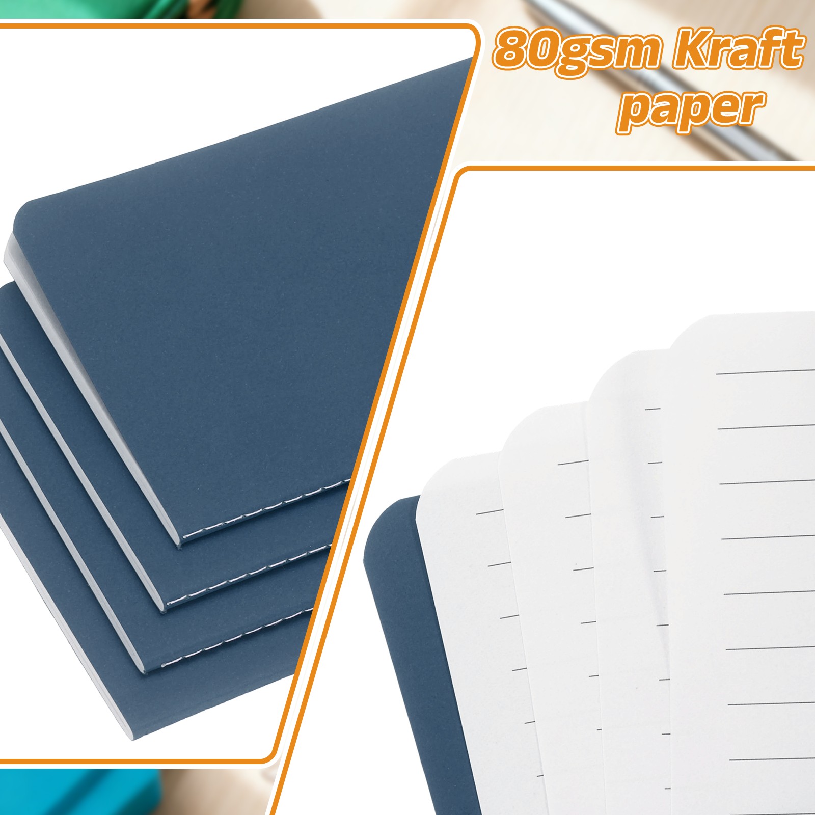 6 Pack A6 Notebook, A6 Journal Mini Notebook Pocket Kraft,Blue Tone