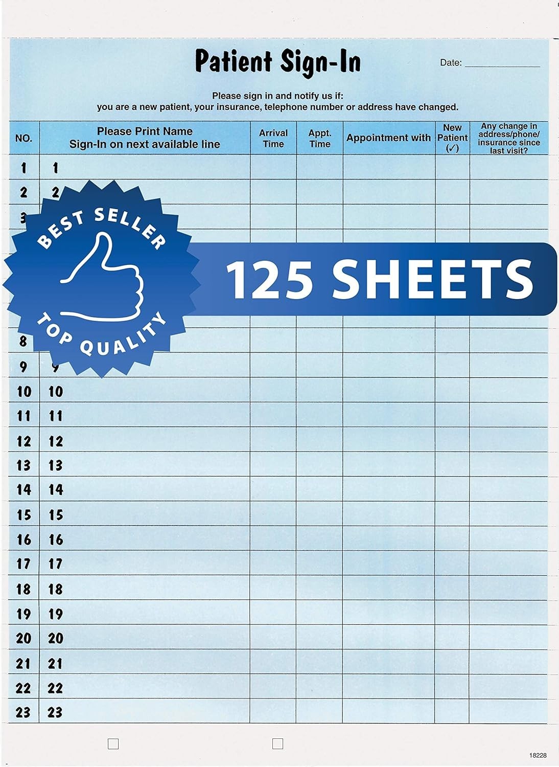 Patient Sign-In Label Forms, 8-1/2″ x 11″ Form, Blue, 23 Labels/Sheet, 125 Sh…