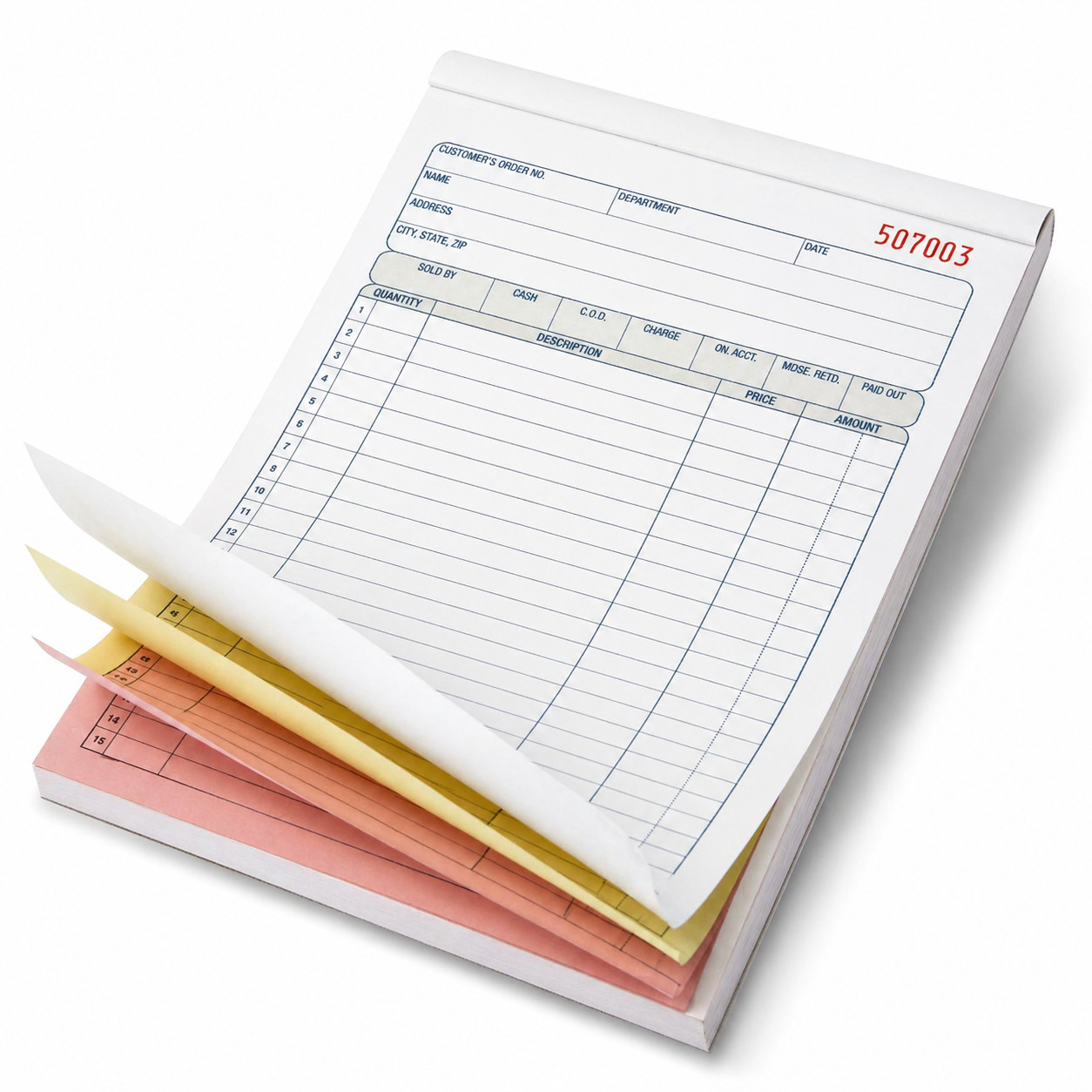3 Part Carbonless Sales Order Book 50 Sets Invoice Receipt Forms 5-9/16 x 8-7/16