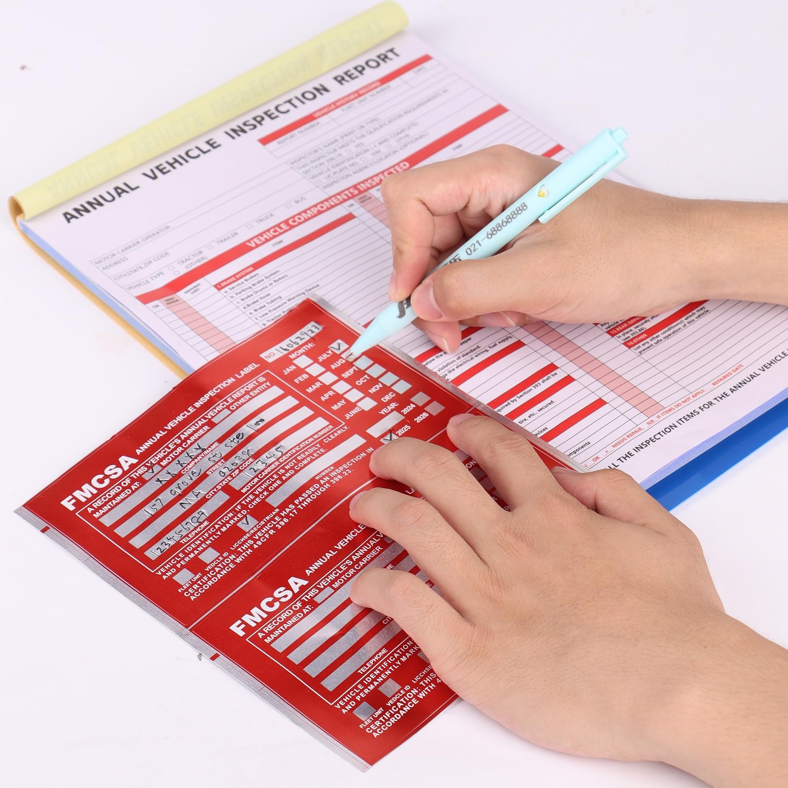 15-Pack Annual Vehicle Inspection Report Form, 3-Ply Carbonless Form and Hard…
