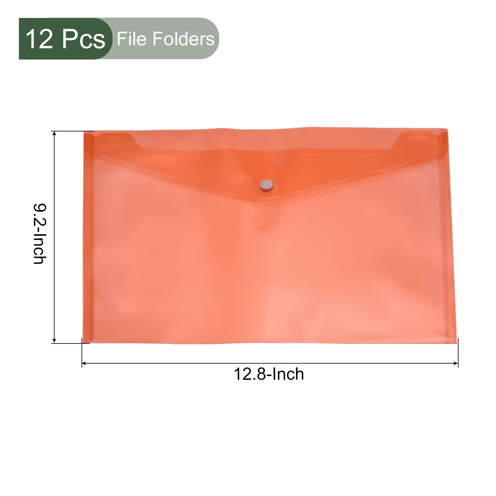 YOKIVE 12 Pack File Folders, Clear A4 Files Envelope | Plastic Orange
