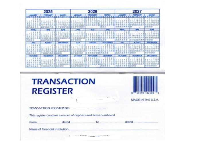 Checkbook Registers 12 Pack 2025-2027 Calendar Check Register Ledger