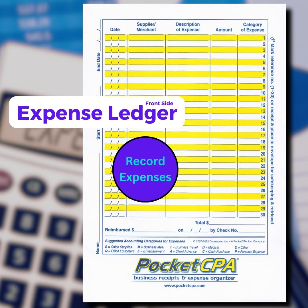 PocketCPA 3-in-1 Receipt Organizer Envelopes with 9.5″H x 6.5″W, White