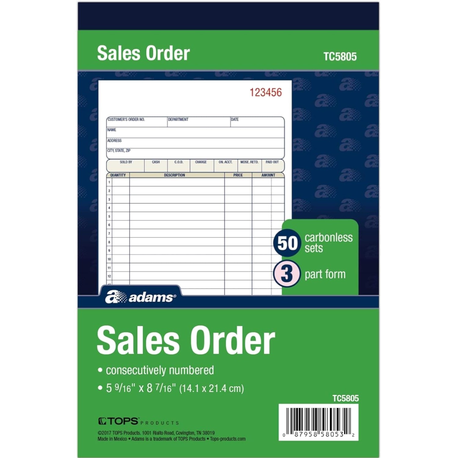 Part Carbonless Order Book, 5-9/16″ x 8-7/16″, 50 Sets