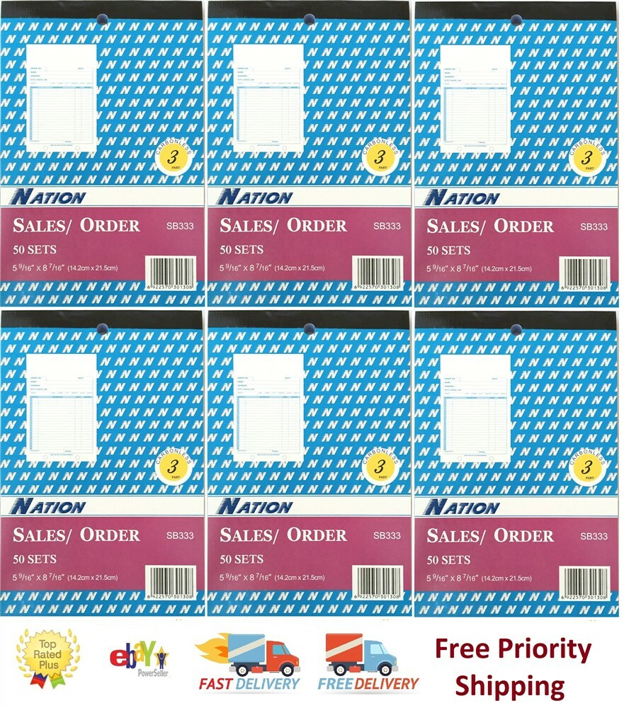350 Carbonless 3 part 59/16″x87/16″ 50*7 set Sales Order Invoice Receipt Book