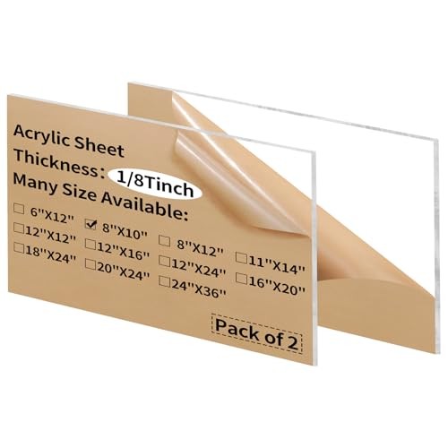 2 Pack Clear Acrylic Sheets 8×10 Inch 1/8 Thick Plexiglass Panels DIY Craft Sign