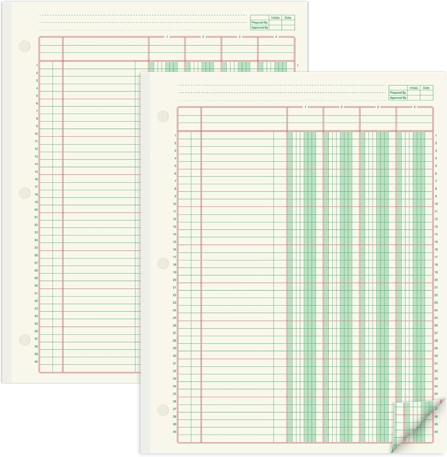 2 Pads 100 Sheets Columnar Analysis Pad 3 Hole Punch Accounting Ledger Book 8-1/