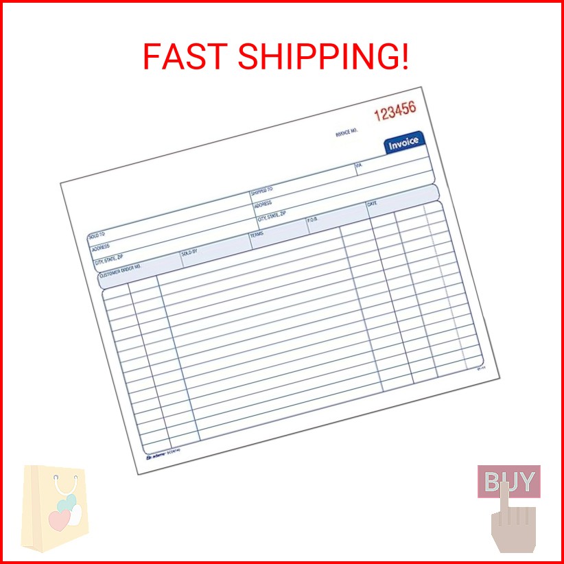 Adams Spiral Invoice Book, 8 1/2 x 7 1/4 Inches, 2-Part, Carbonless, White/Canar