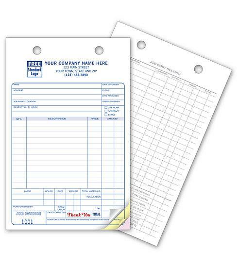 Work Order Register Forms – Large Classic – 5.5 x 8.5 / Nebs/Deluxe No. 621