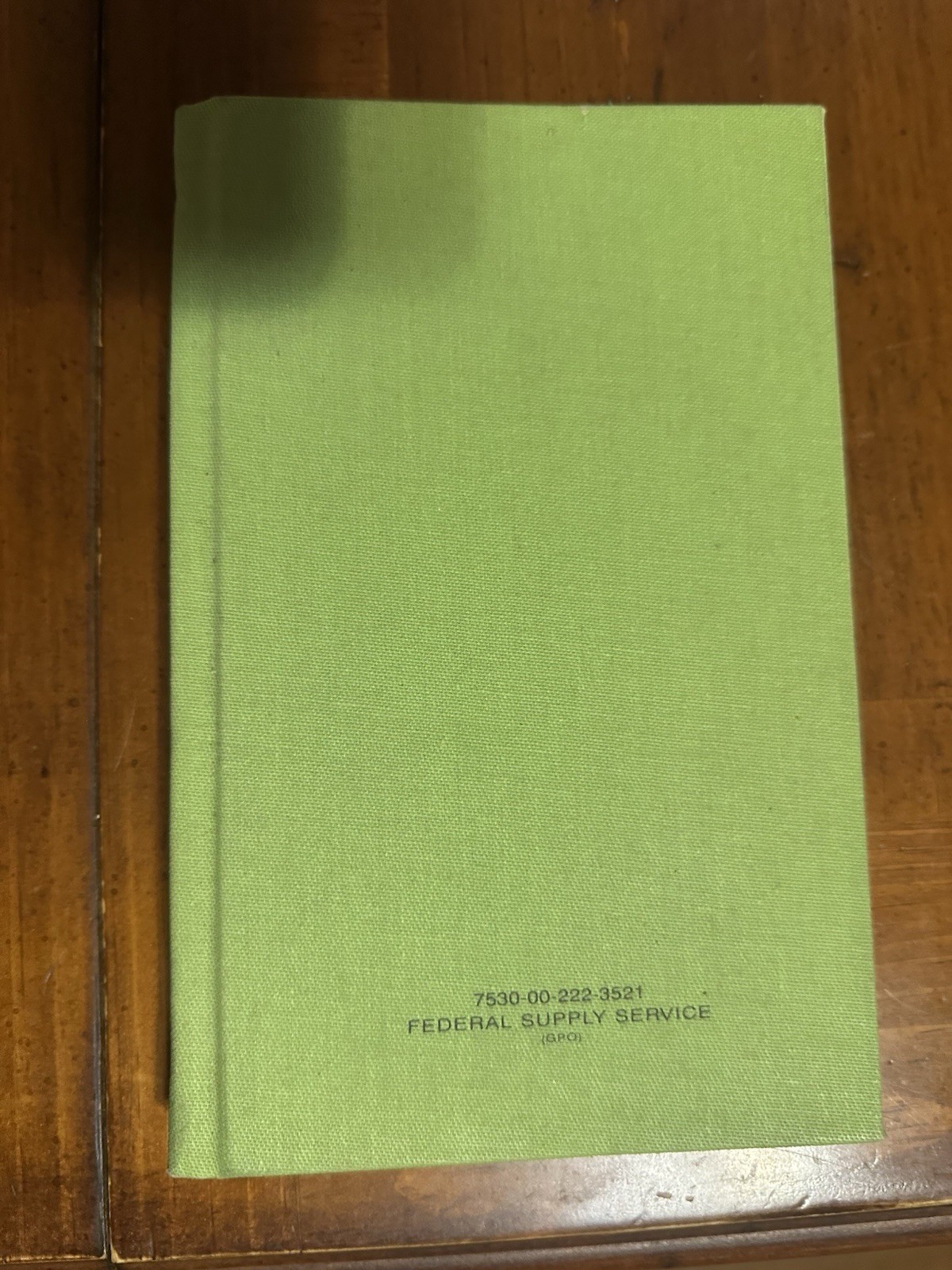 BLANK GREEN NOTEBOOK FEDERAL SUPPLY SERVICE SMALL