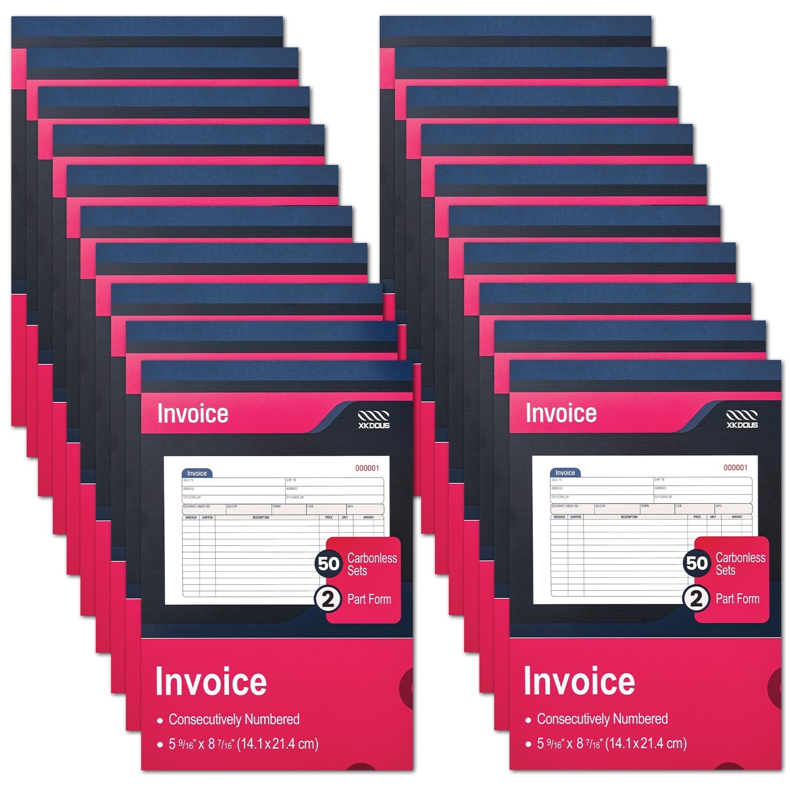 20 Pack Carbonless Invoice Receipt Book – 2-Part, 5.5″ x 8.5″, Small Business Us