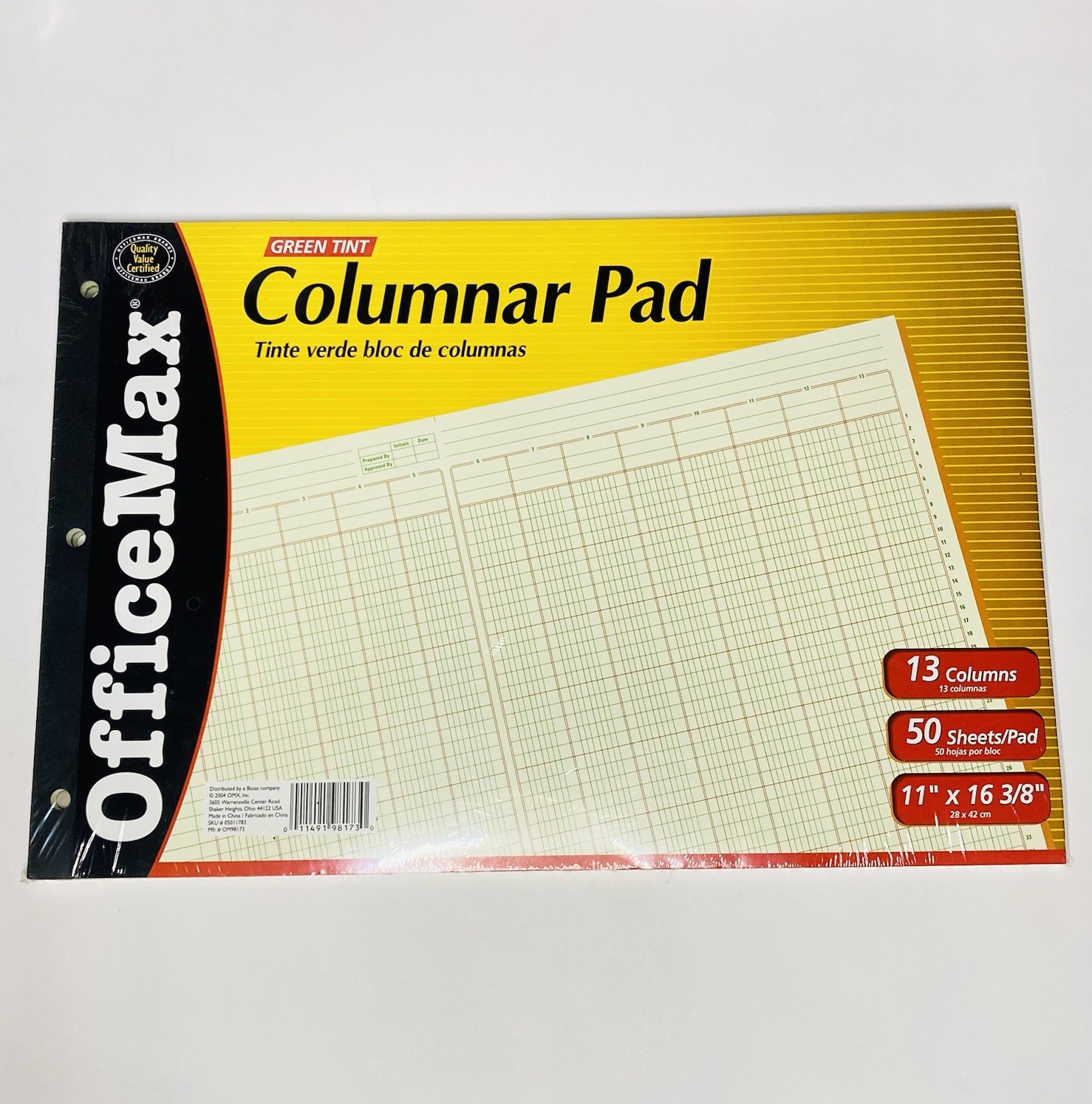 Columnar Pad 13 Columns 14×8.5” 50 Sheets Green Tint OM98174 Office Accounting