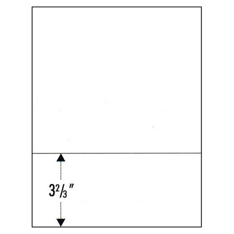 8-1/2″ x 11″ Laser Cut Sheet, 20# White Stock, 1 Horizontal Perforation 3-2/3″