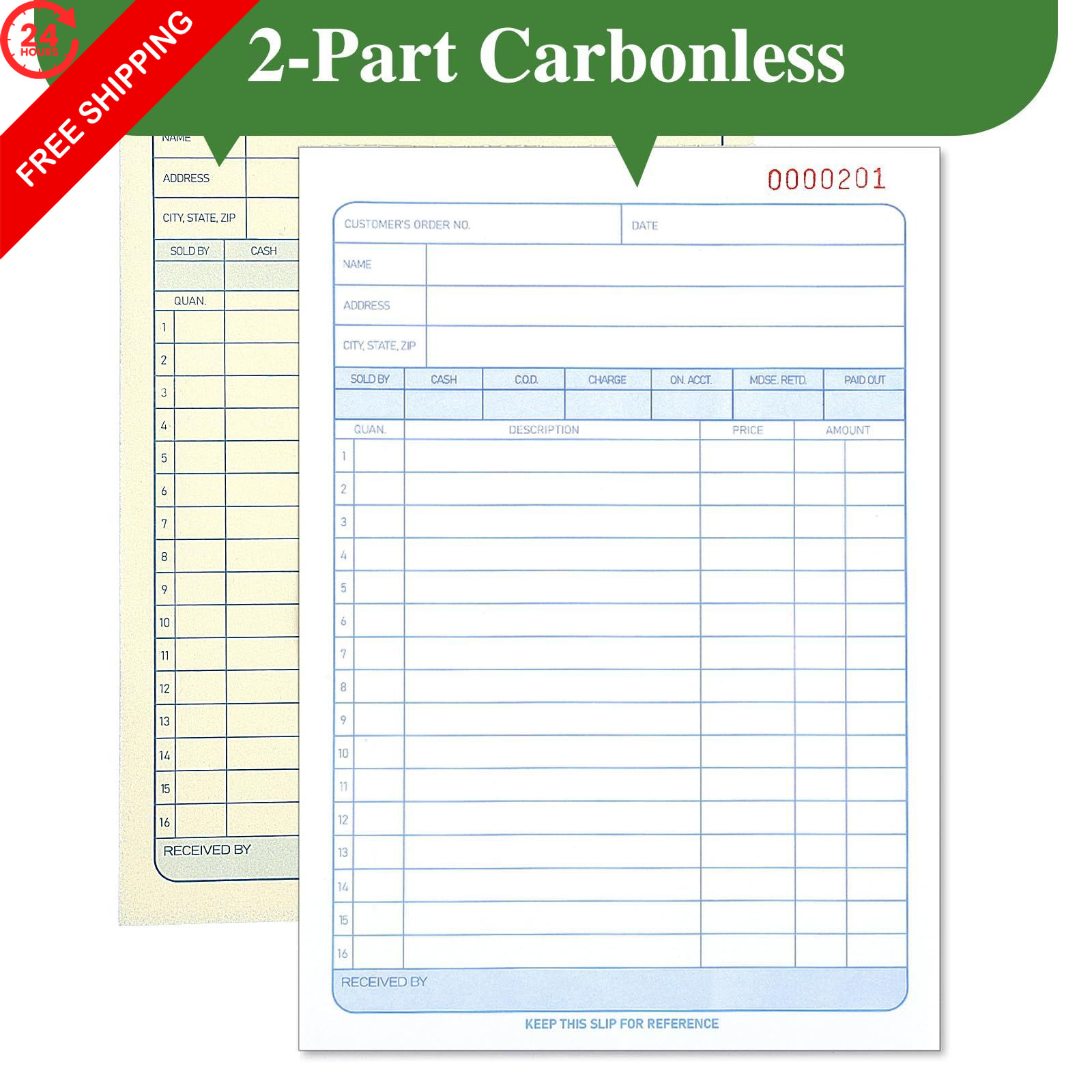 6 Pack Sales Order Book, 5-9/16 x 8-7/16″ Receipt Book with Carbon…