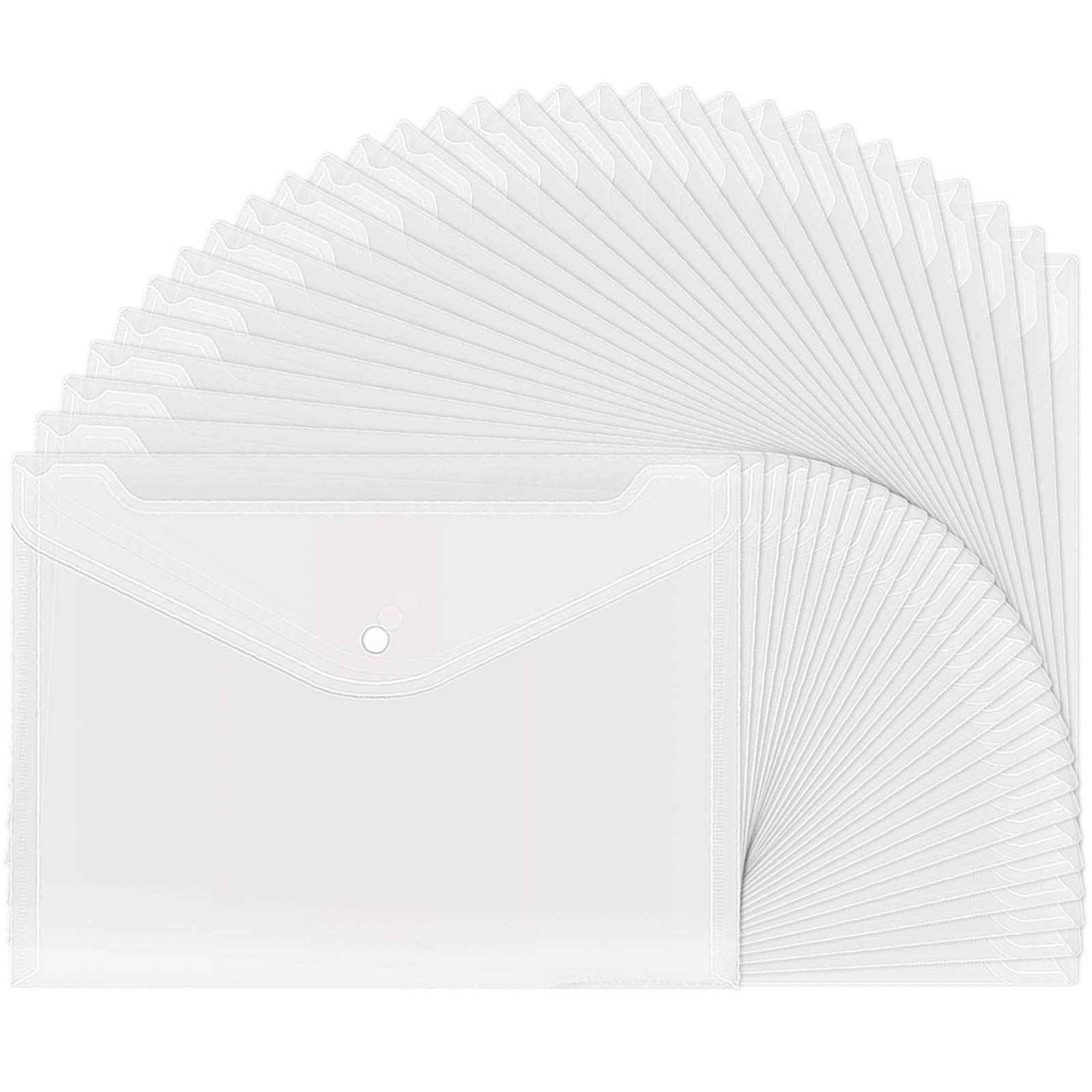 EOOUT 30pcs Plastic Envelopes, Clear Reusable Poly Envelope Waterproof