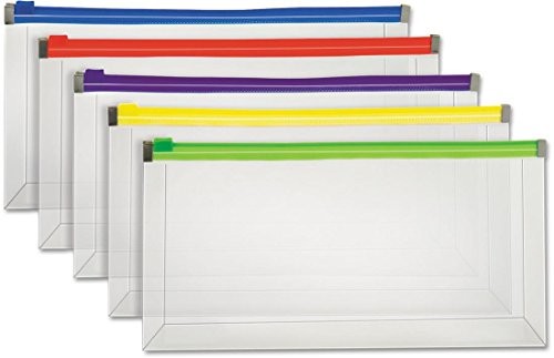 Pendaflex Poly Zip Check Envelope, One Size, Blue Red Purple Yellow Green