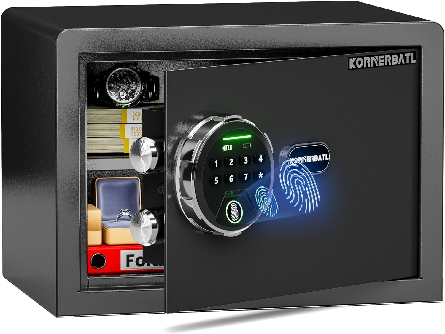 Smart Biometric safe with fingerprint lock (9.84″H x 9.84″D x 13.78″W), Small