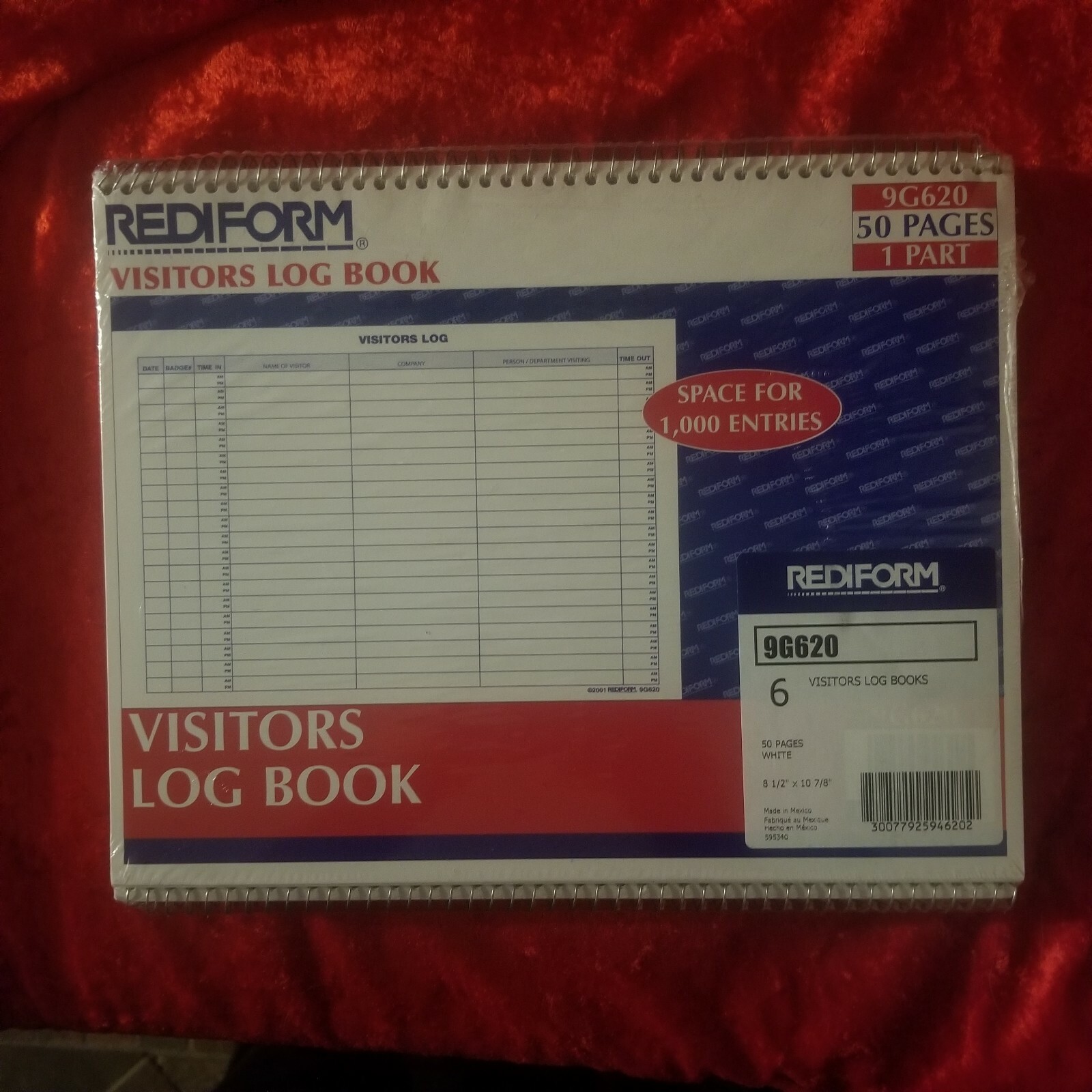 Rediform 6 PACK Visitors Log Book Wirebound White 11 x 8.5 Inches 50 Pages 9G620