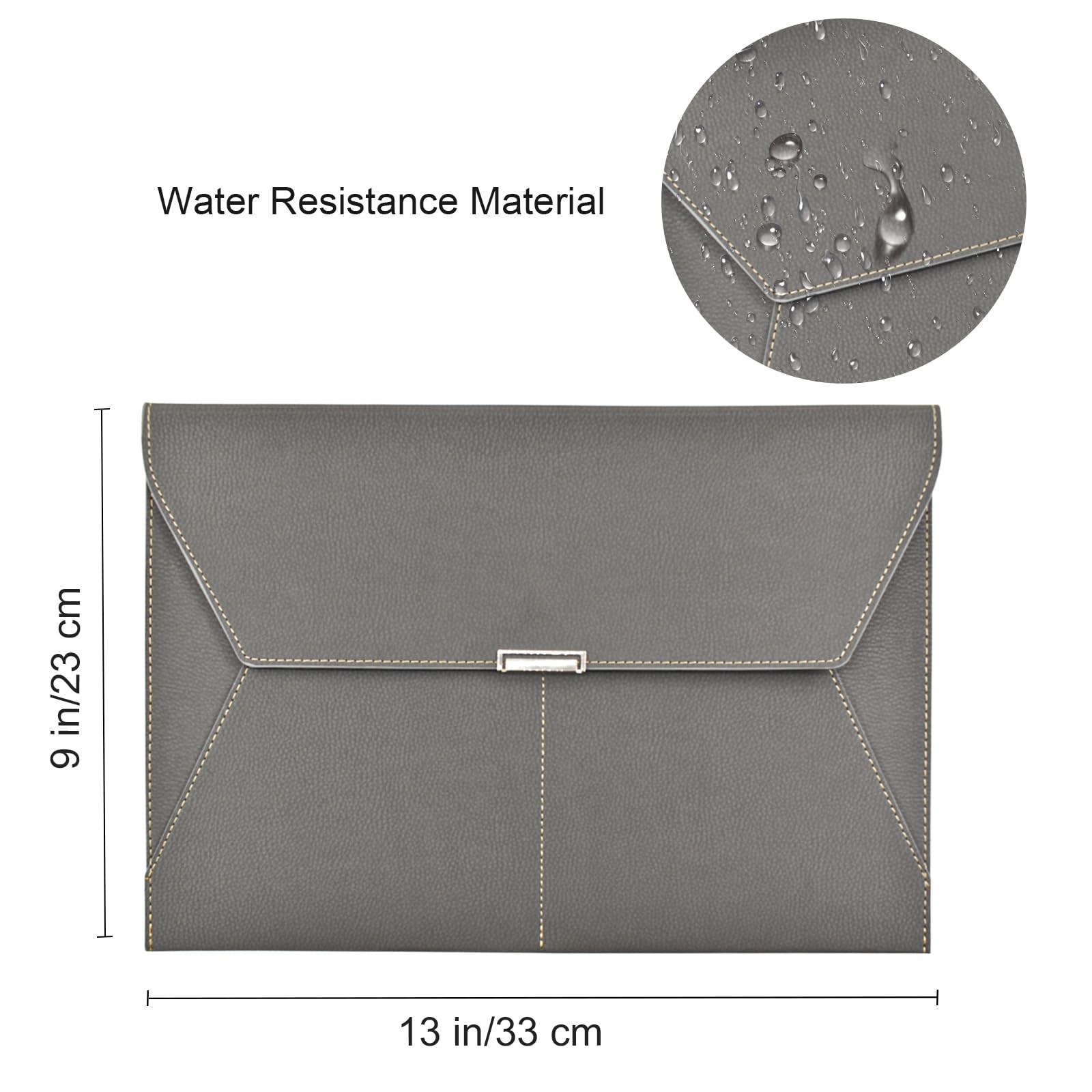 VANRA File Folder Document Holder Organizer Waterproof Portfolio Leather Gray