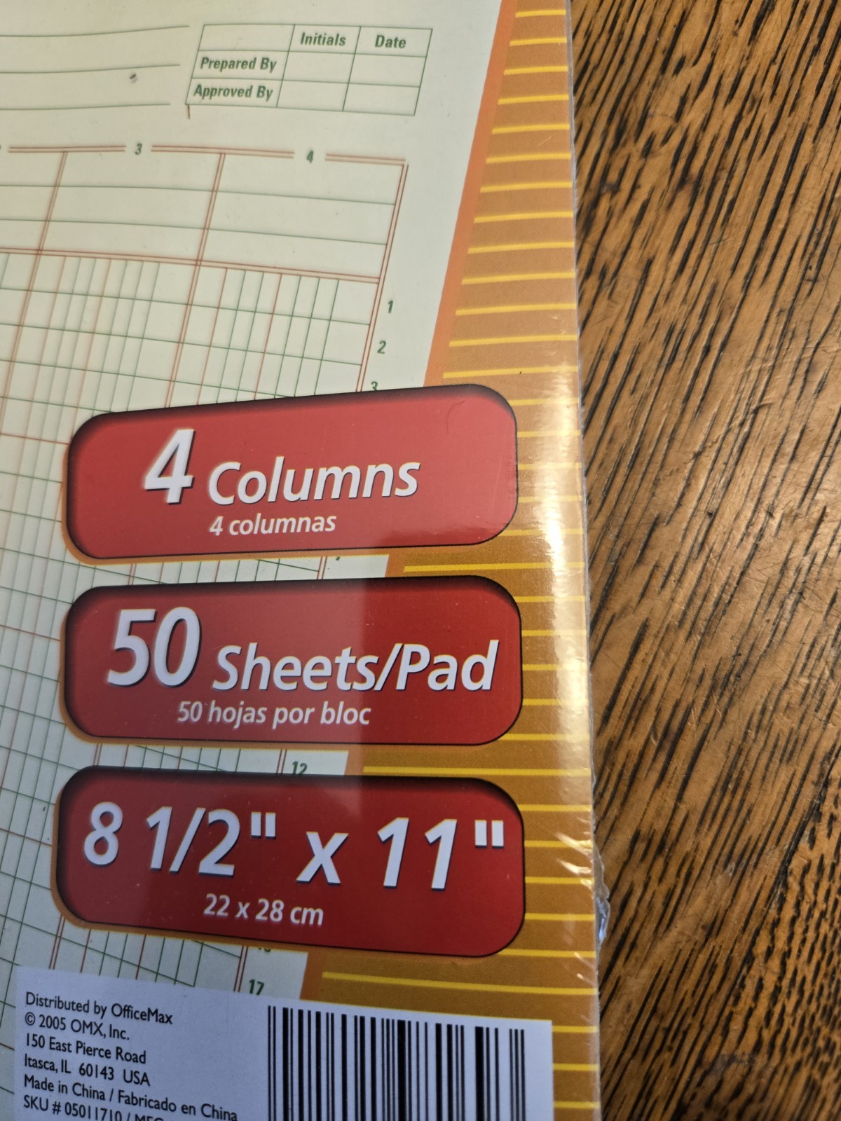 2 pk Columnar Pad 4 Column 11″ X8 1/2″ Green OfficeMax NEW NOS 100 sheets total