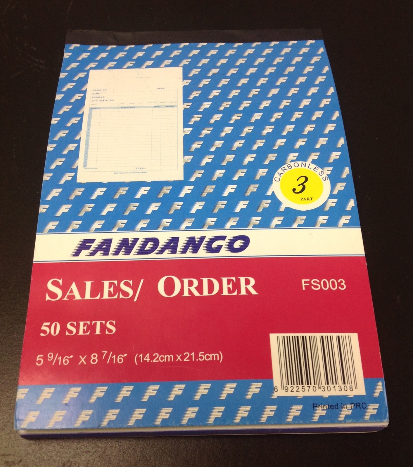 Sales Order Book / Receipt Book ~ 50 Triplicate Forms ~ Carbonless, 5.5″x8.5″