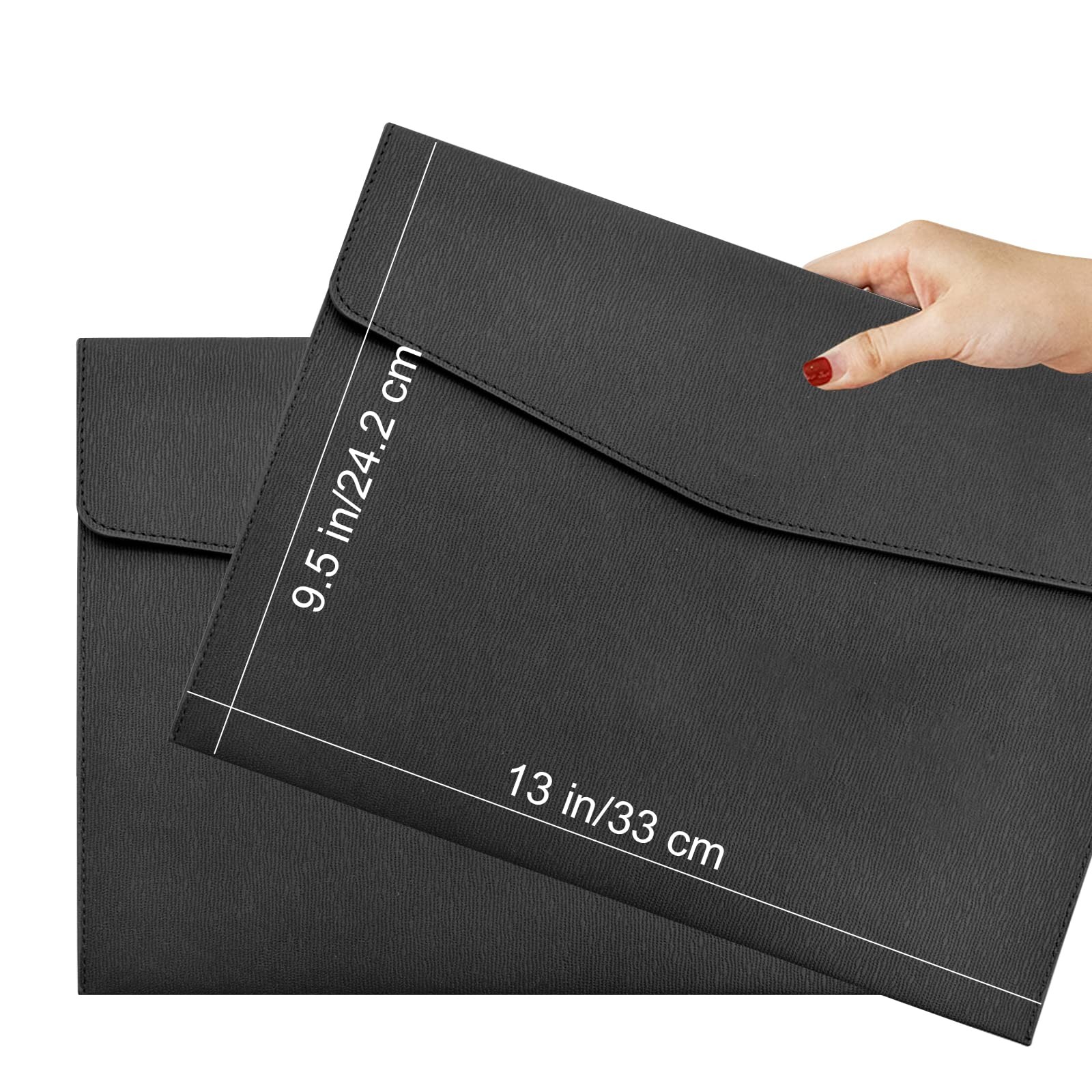 VANRA 1 Piece PU Leather Envelope File Folders A4 Paper 13″L x 9.6″W, Black