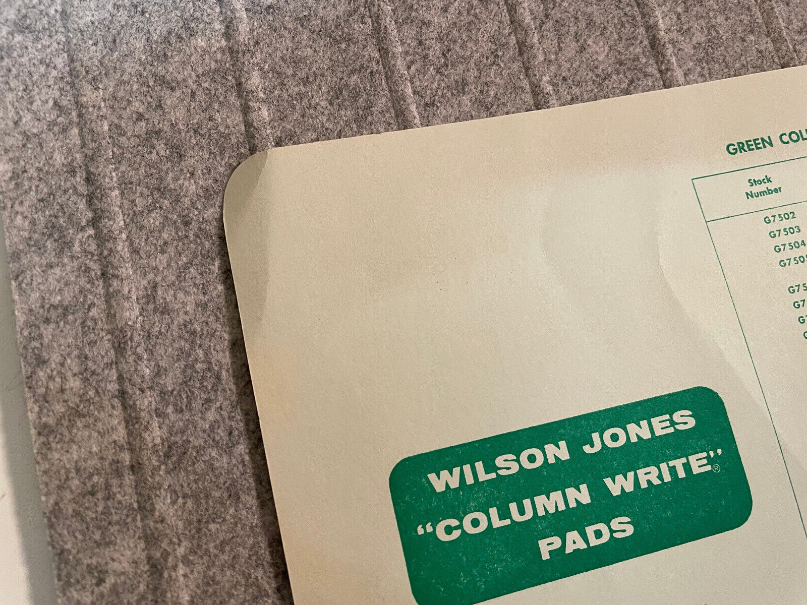 Vintage 1968 WILSON JONES Column Write Columnar Pad Green G7504 4 Column Unused
