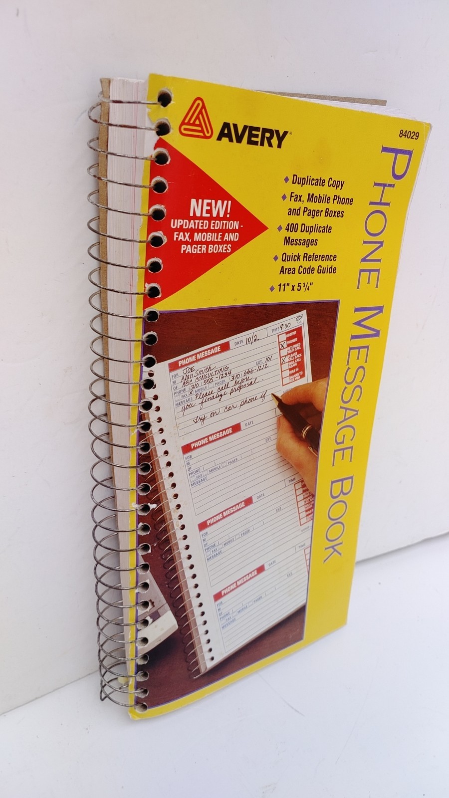 Vintage Avery Phone Message Book 400 Duplicate Copy Yellow Spiral Bound NOS