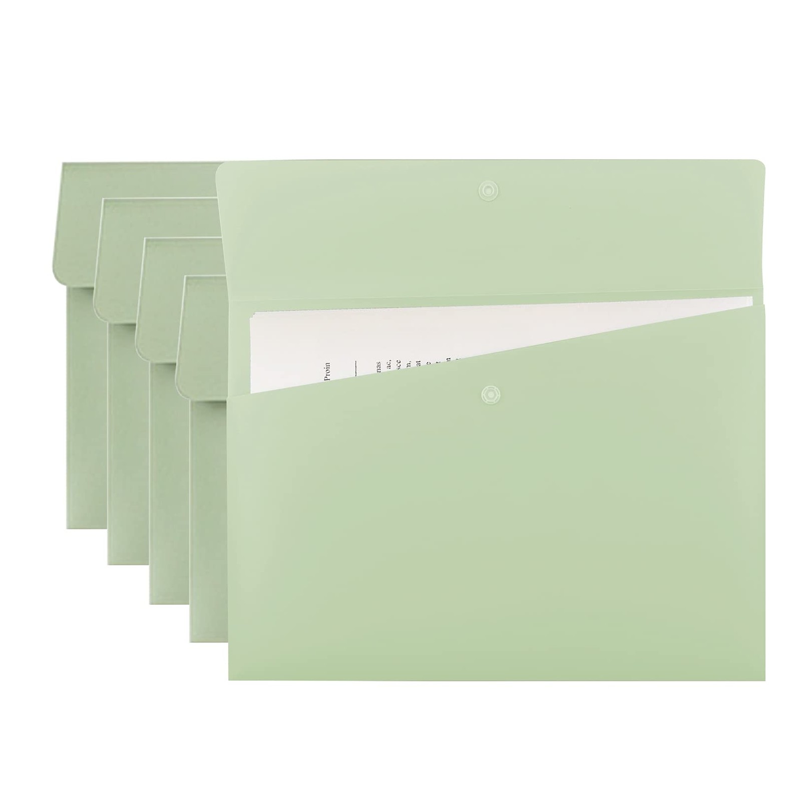 VANRA Poly File Folders Letter Size Jackets Pack of 5, Pastel Green