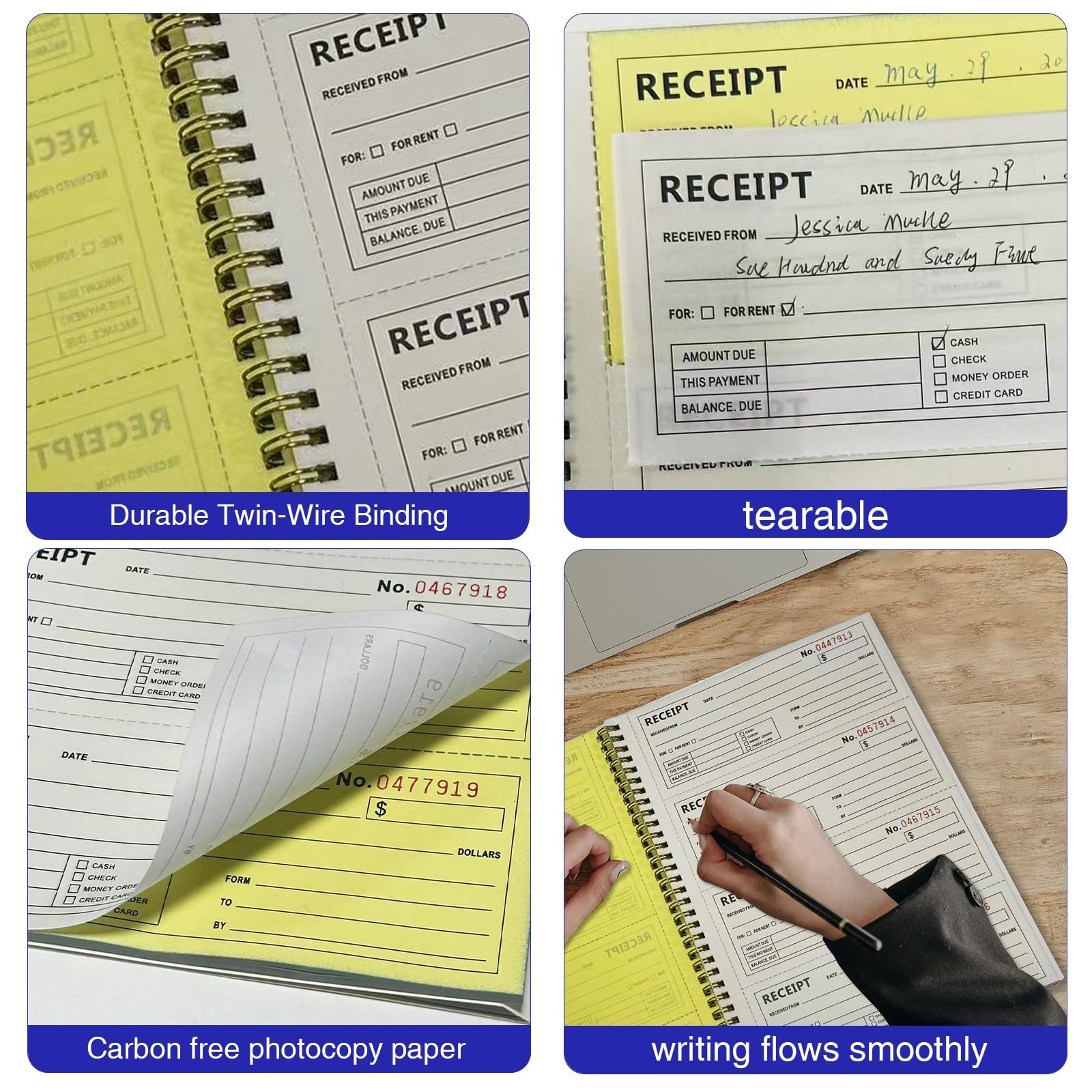 Money and Rent Receipt Books – Book with 2 Part Carbonless Copies,…