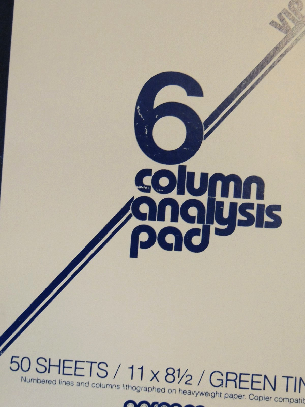 Norcom Brand 6 Column Analysis Pad 11″ x 8.5″ 50 Sheets Green Tint 84-546 NEW