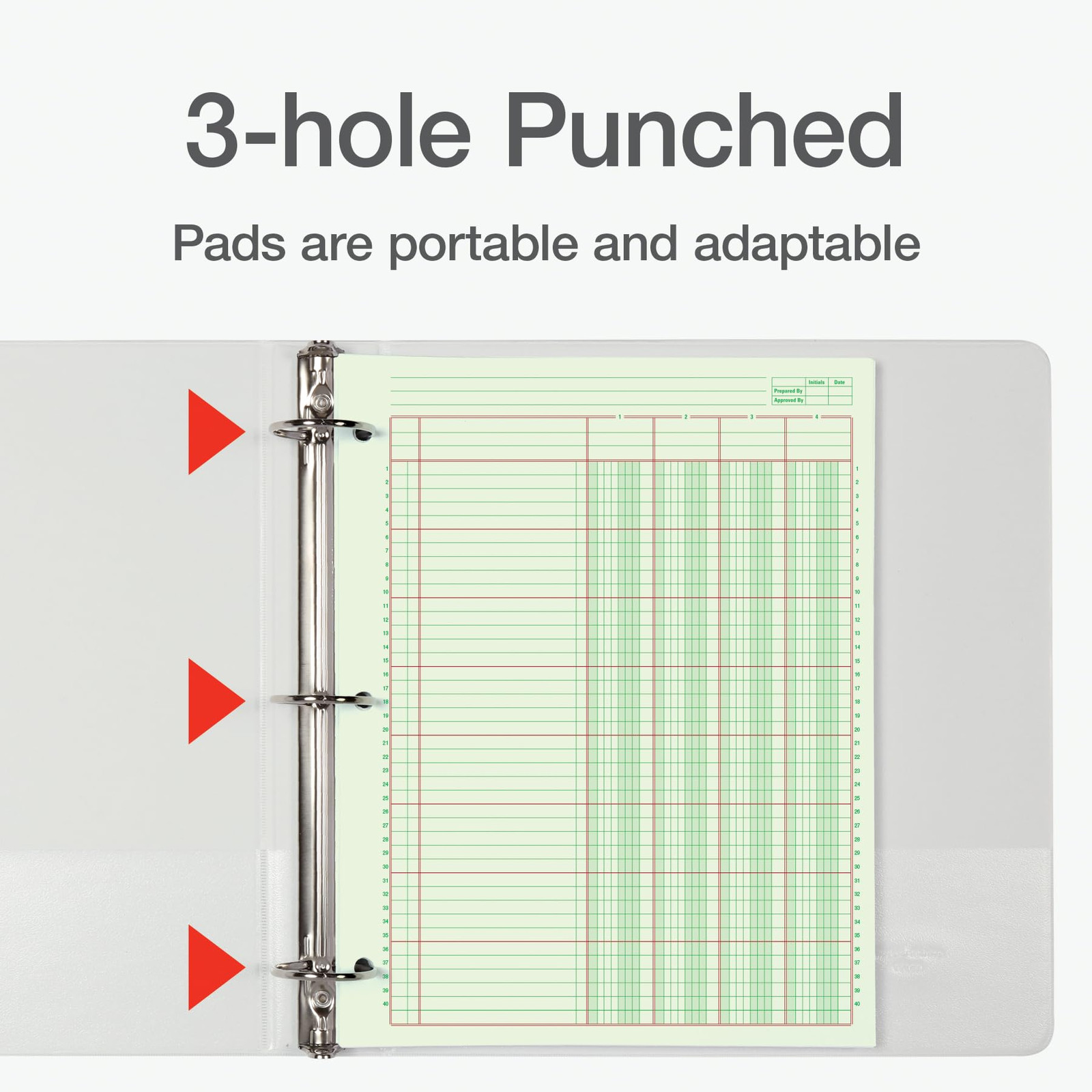 Adams Columnar Analysis Pad Green 4 Column Ledger 50 Double Sided Sheets